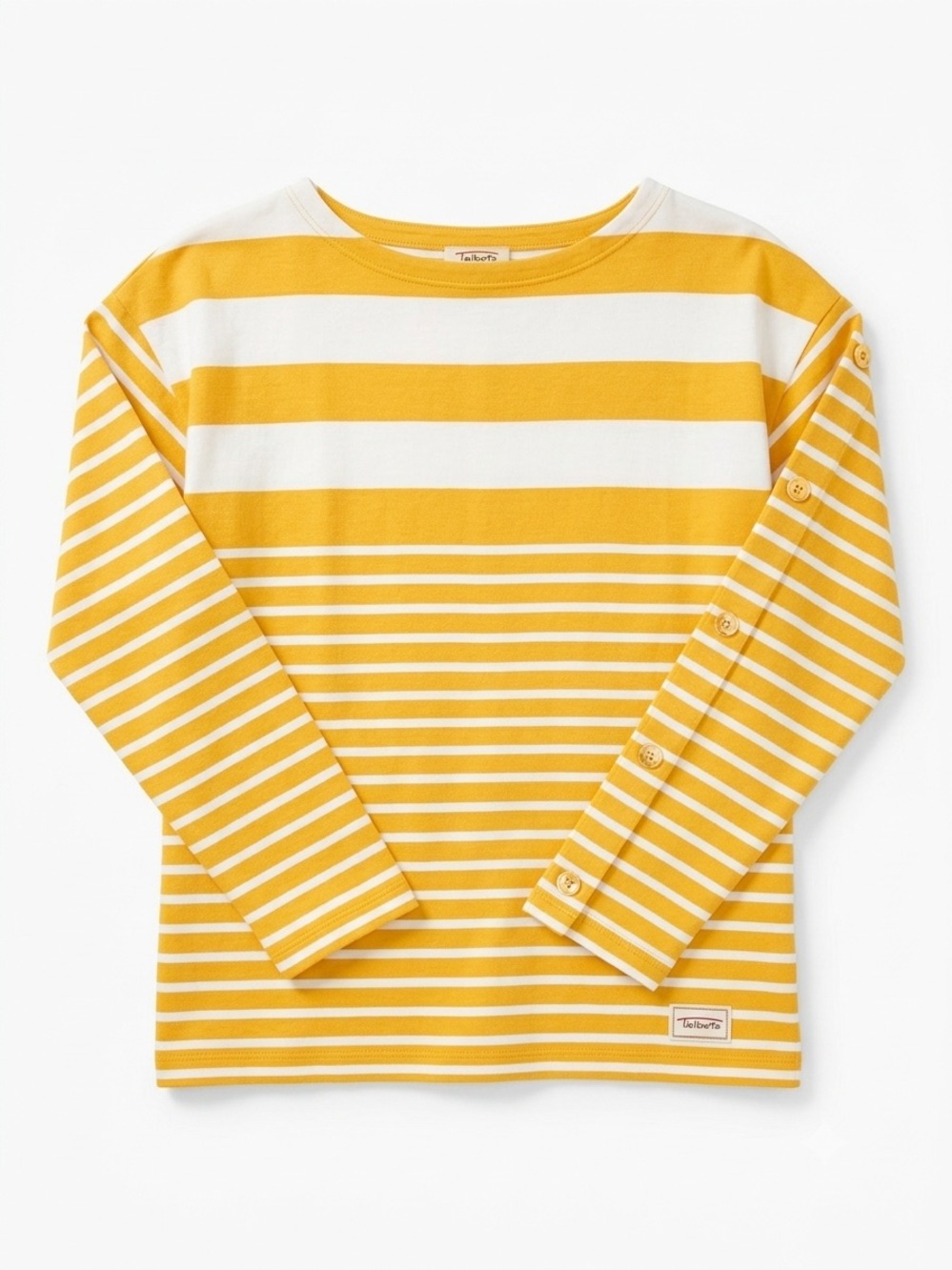 Talbots Mustard and White Striped Knit Top, Boat Neck, Sz SP Women
